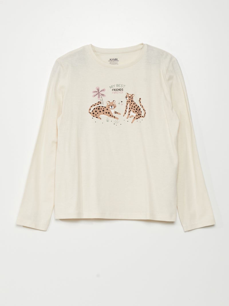 Jersey T-shirt met lange mouw WIT - Kiabi