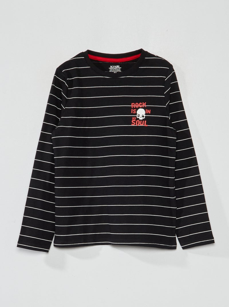 Jersey T-shirt met lange mouw ZWART - Kiabi