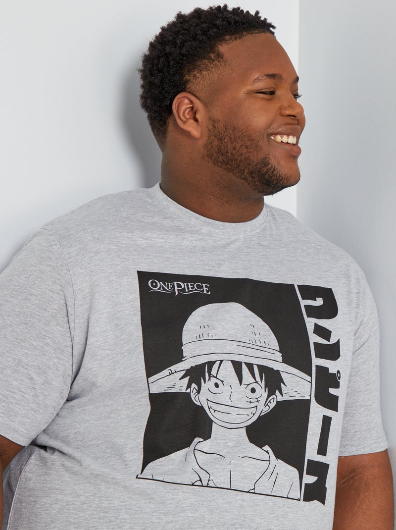 Jersey T-shirt met ronde hals 'One Piece' grijs gemêleerd - Kiabi