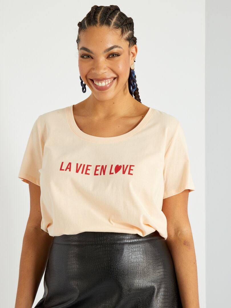 Jersey T-shirt met ronde hals ROSE - Kiabi