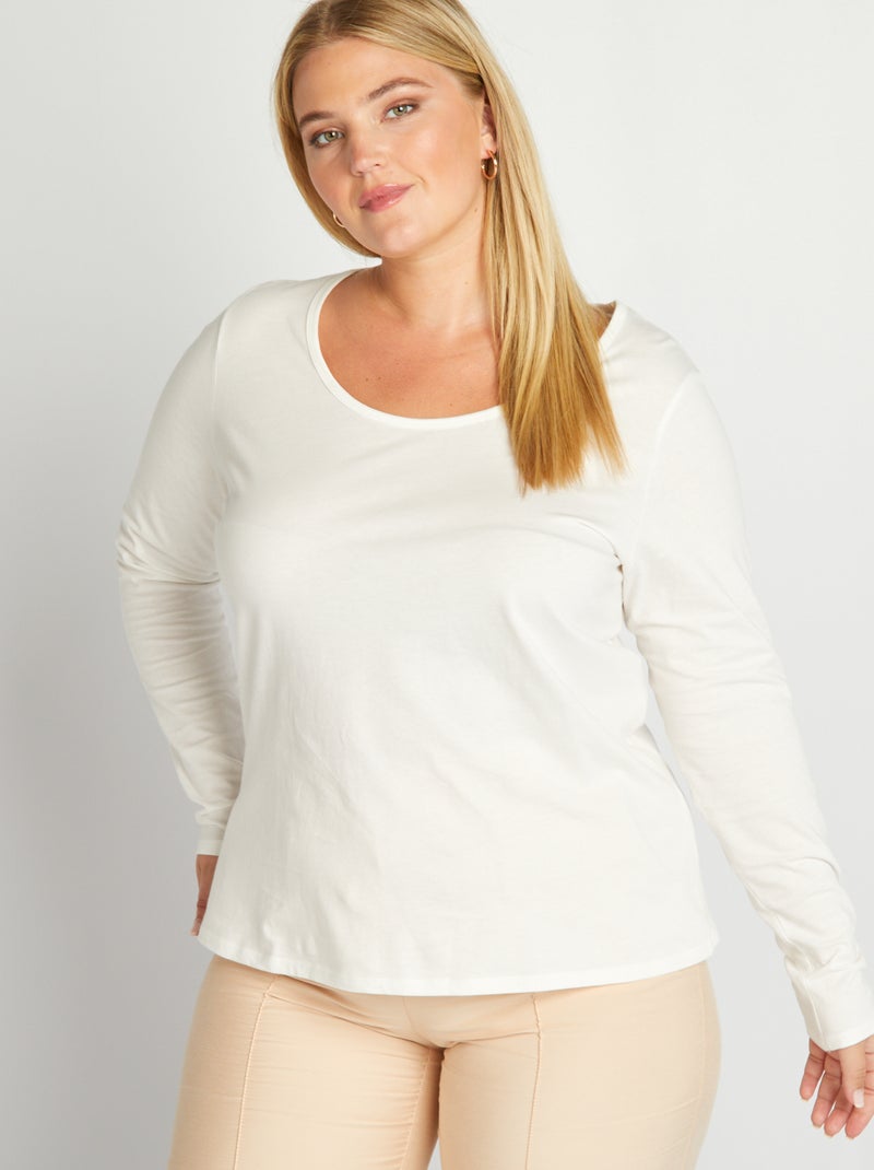 Jersey T-shirt met ronde hals sneeuw wit - Kiabi