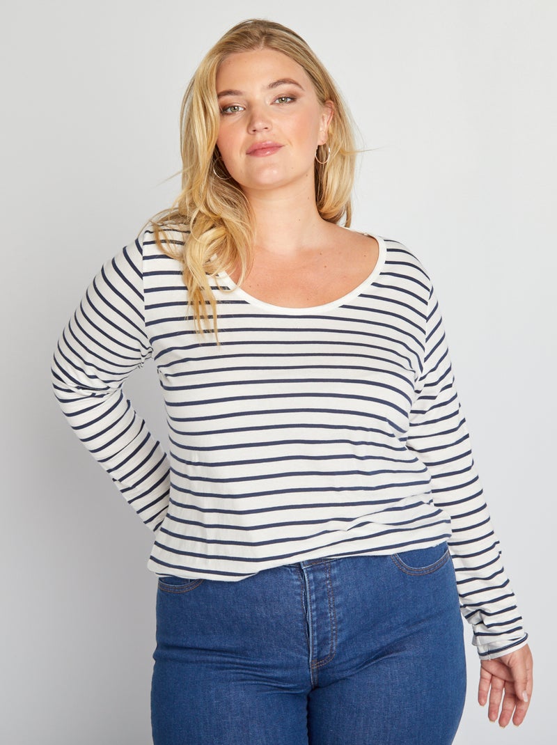 Jersey T-shirt met ronde hals WIT - Kiabi