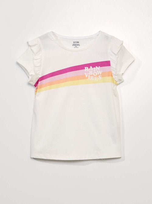 Jersey T-shirt met ruchemouwen - Kiabi