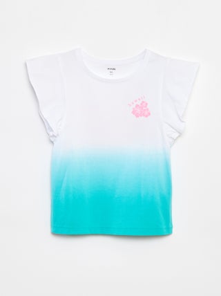 Jersey T-shirt met ruches langs de mouwgaten