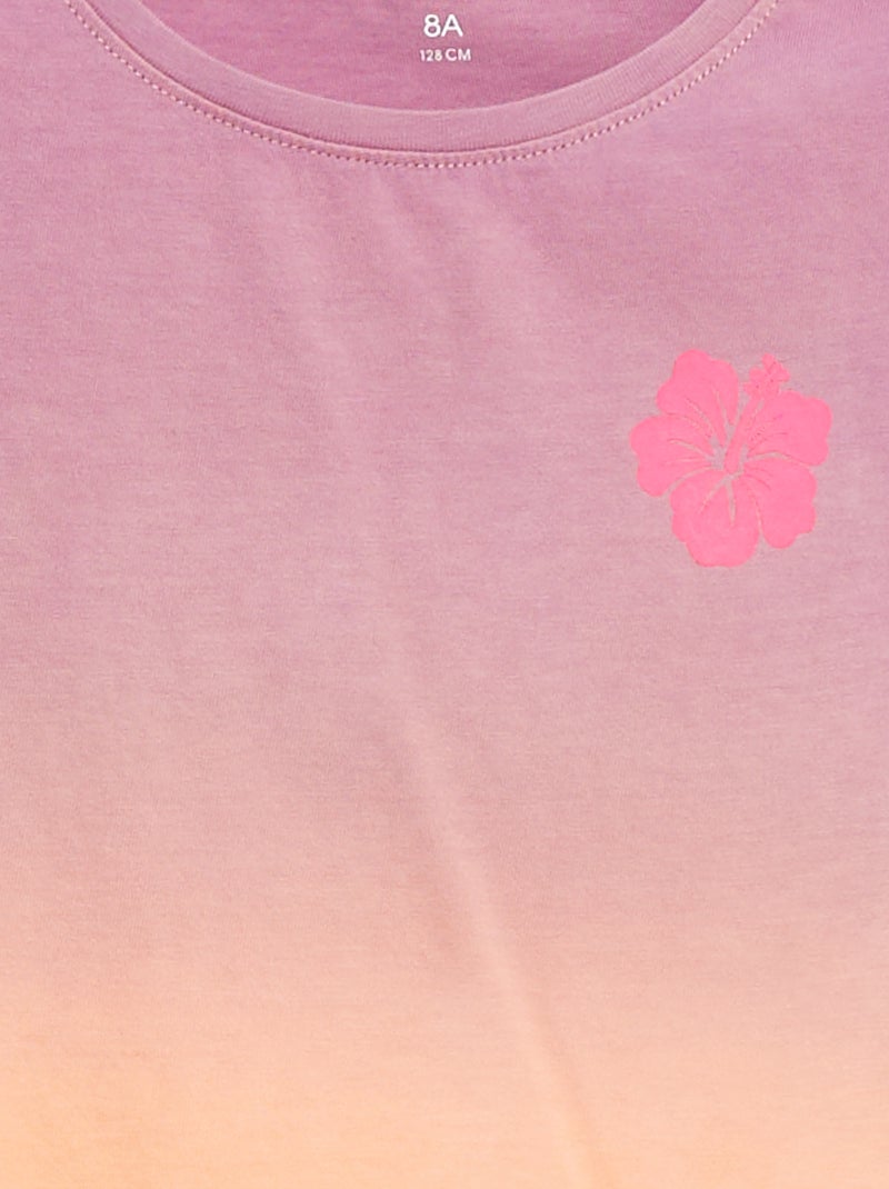 Jersey T-shirt met ruches langs de mouwgaten PAARS - Kiabi