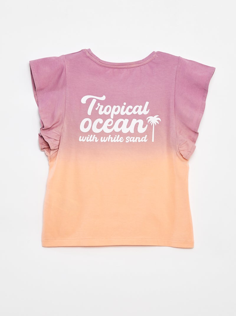 Jersey T-shirt met ruches langs de mouwgaten PAARS - Kiabi