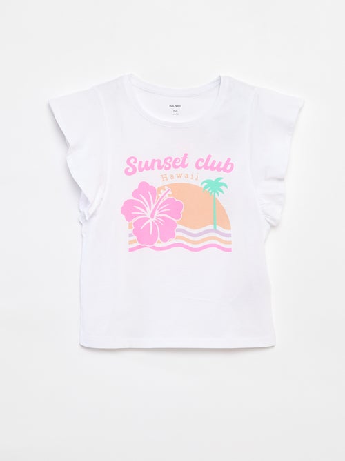 Jersey T-shirt met ruches langs de mouwgaten - Kiabi