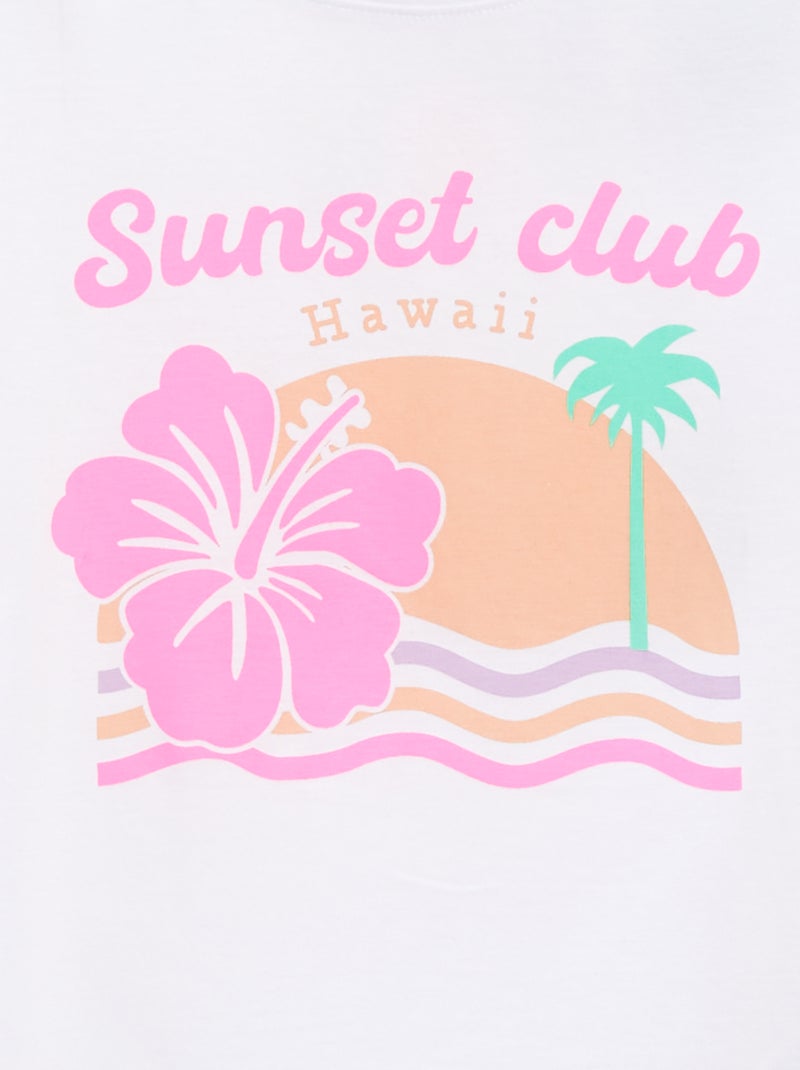 Jersey T-shirt met ruches langs de mouwgaten WIT - Kiabi