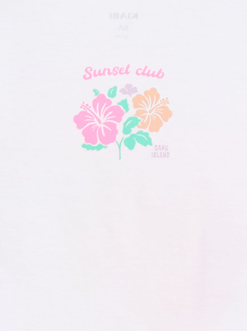 Jersey T-shirt met ruches langs de mouwgaten WIT - Kiabi