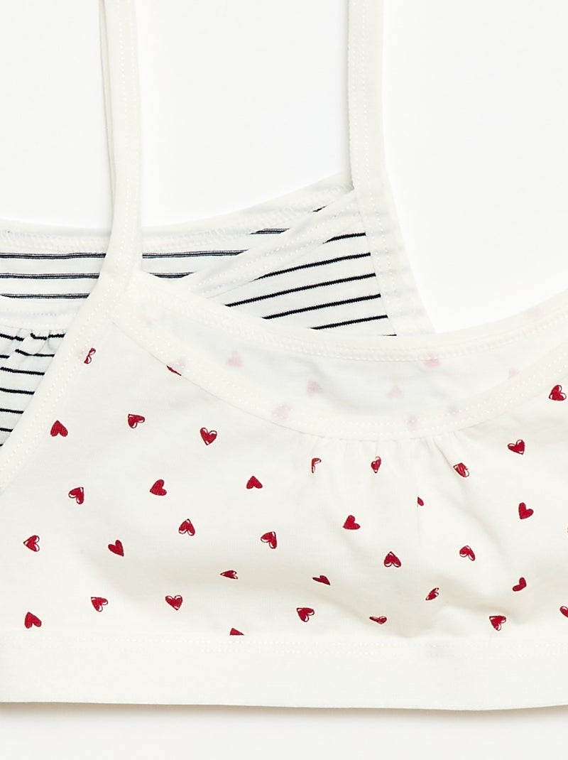 Jersey top met smalle bandjes - Setje van 2 Wit - Kiabi