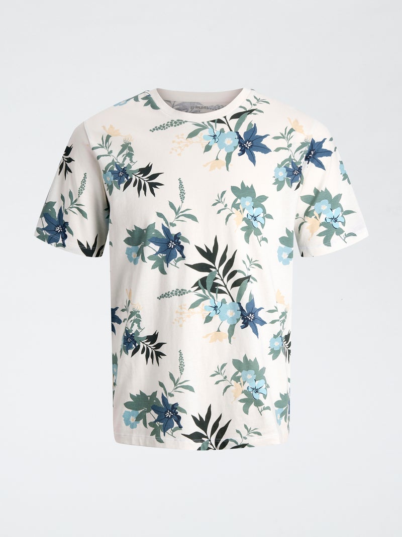 JJ Rebel-T-shirt met bloemenprint WIT - Kiabi