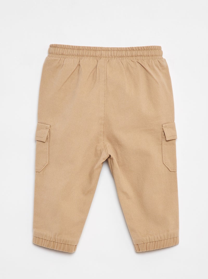 Jogg-broek van keperstof met zakken met klepje Biege - Kiabi