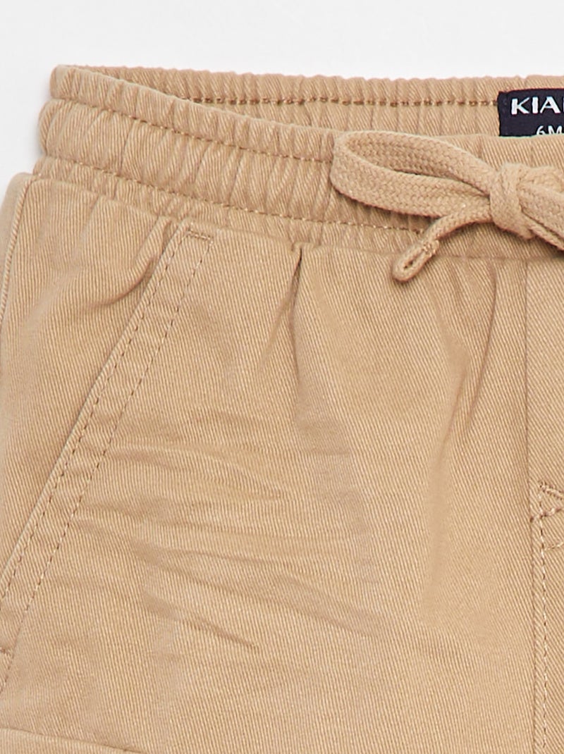 Jogg-broek van keperstof met zakken met klepje Biege - Kiabi