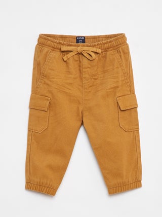 Jogg-broek van keperstof met zakken met klepje