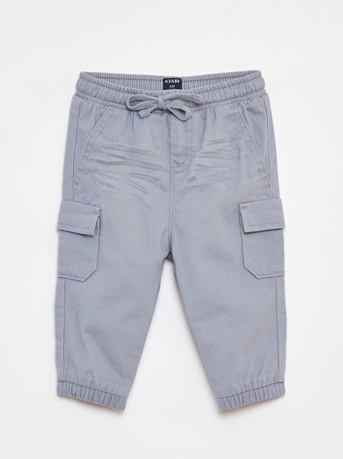 Jogg-broek van keperstof met zakken met klepje - Kiabi