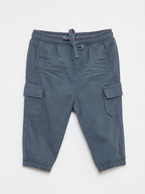 Jogg-broek van keperstof met zakken met klepje - Kiabi