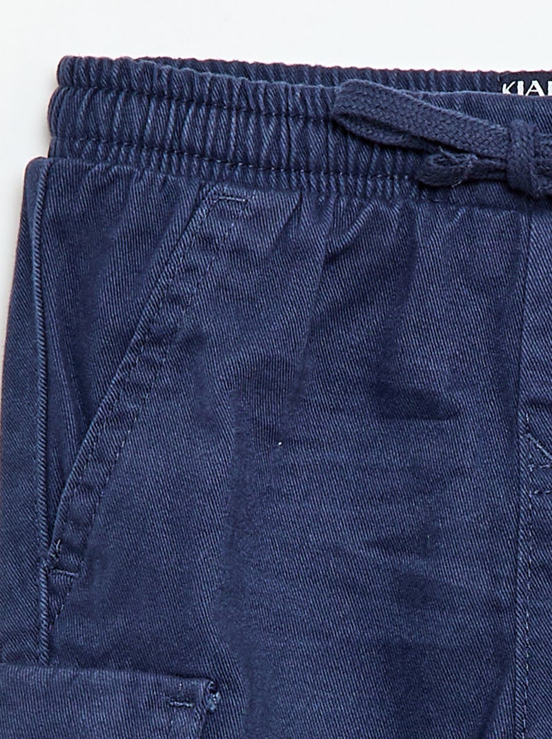 Jogg-broek van keperstof met zakken met klepje Blauw - Kiabi
