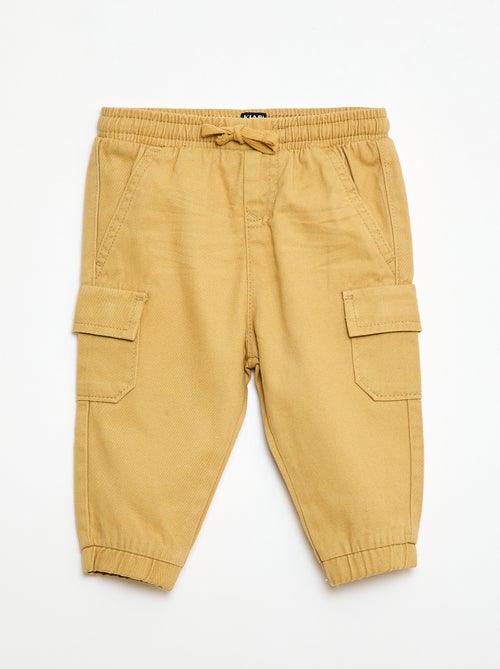 Jogg-broek van keperstof met zakken met klepje - Kiabi