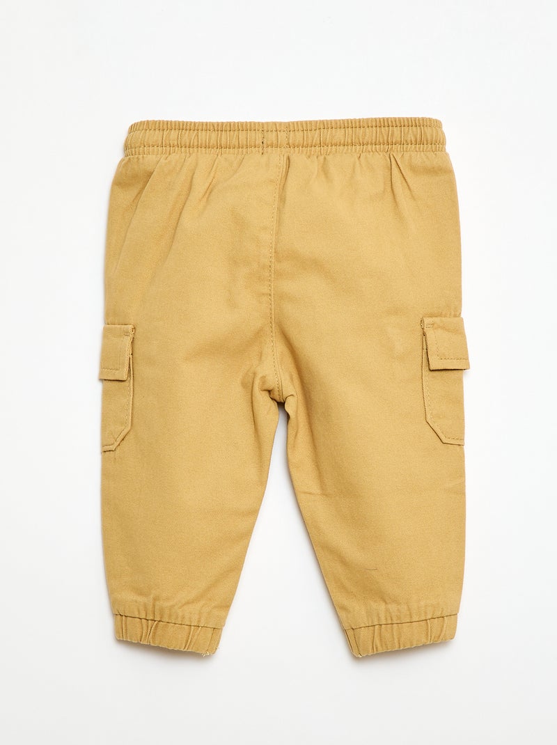 Jogg-broek van keperstof met zakken met klepje Geel - Kiabi