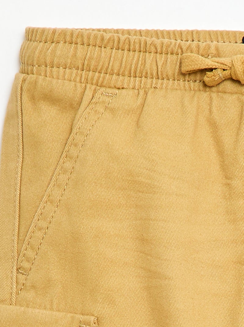Jogg-broek van keperstof met zakken met klepje Geel - Kiabi