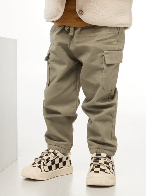 Jogg-broek van keperstof met zakken met klepje - Kiabi