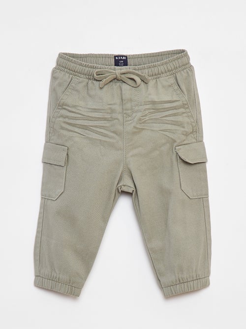 Jogg-broek van keperstof met zakken met klepje - Kiabi