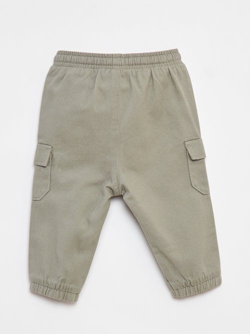 Jogg-broek van keperstof met zakken met klepje - Kiabi