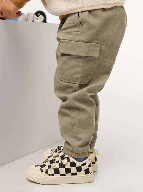 Jogg-broek van keperstof met zakken met klepje - Kiabi