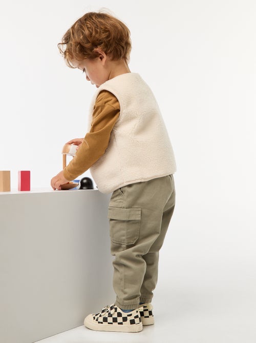 Jogg-broek van keperstof met zakken met klepje - Kiabi