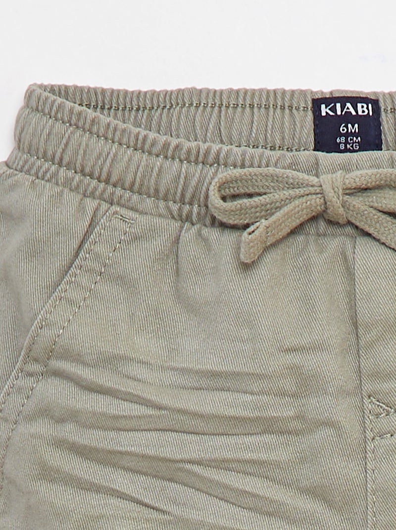 Jogg-broek van keperstof met zakken met klepje Groen - Kiabi