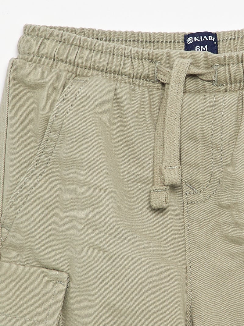 Jogg-broek van keperstof met zakken met klepje Kaki - Kiabi