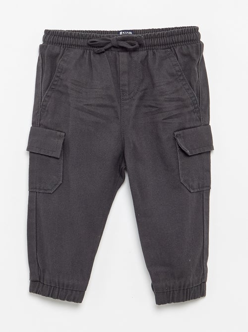 Jogg-broek van keperstof met zakken met klepje - Kiabi