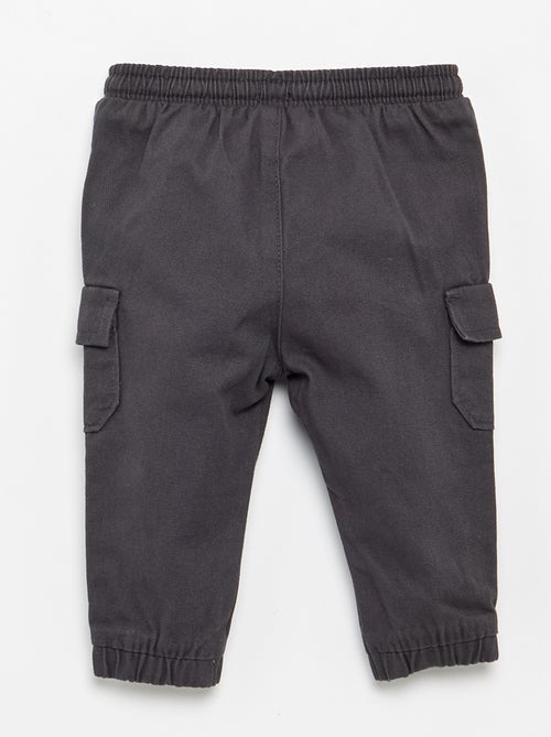 Jogg-broek van keperstof met zakken met klepje - Kiabi