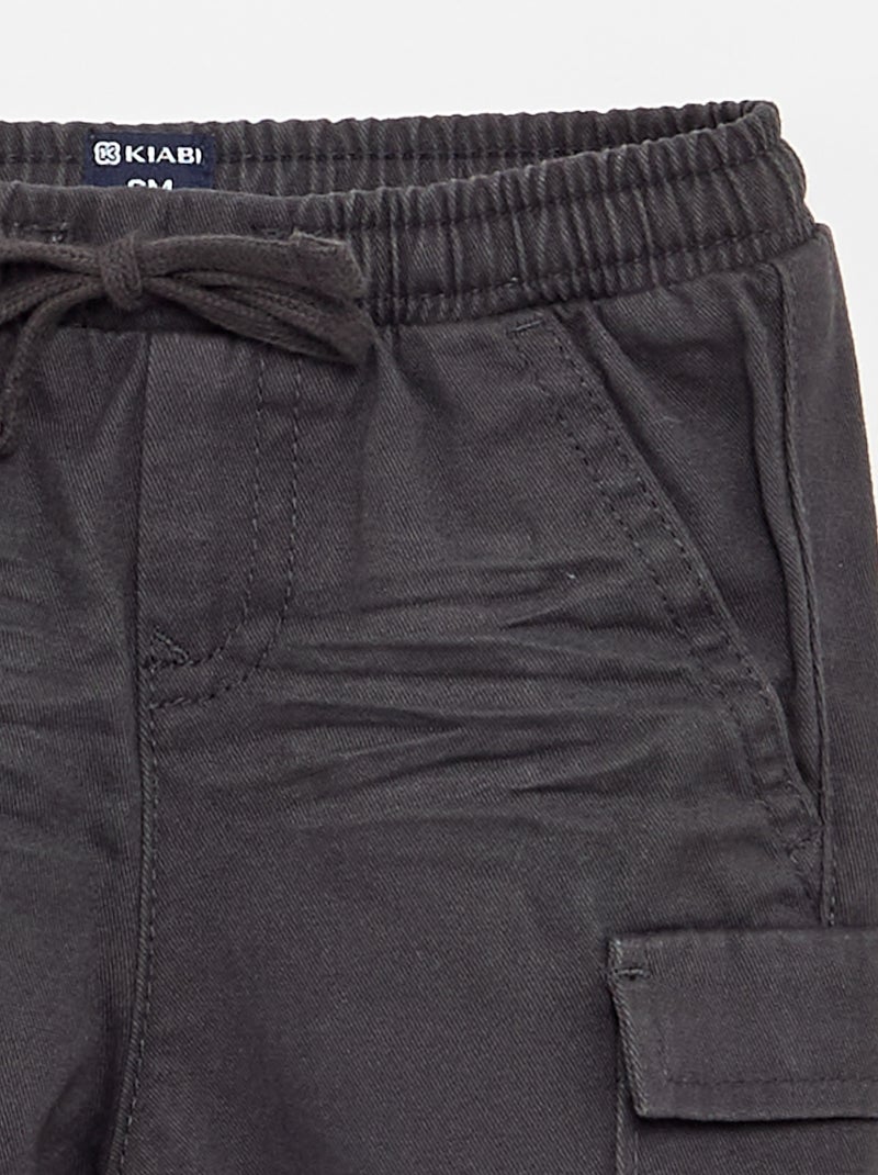 Jogg-broek van keperstof met zakken met klepje Zwart - Kiabi