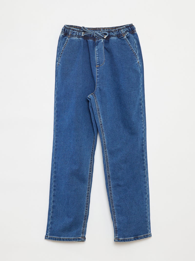 Jogg-broek van spijkerstof met elastische tailleband Blauw - Kiabi