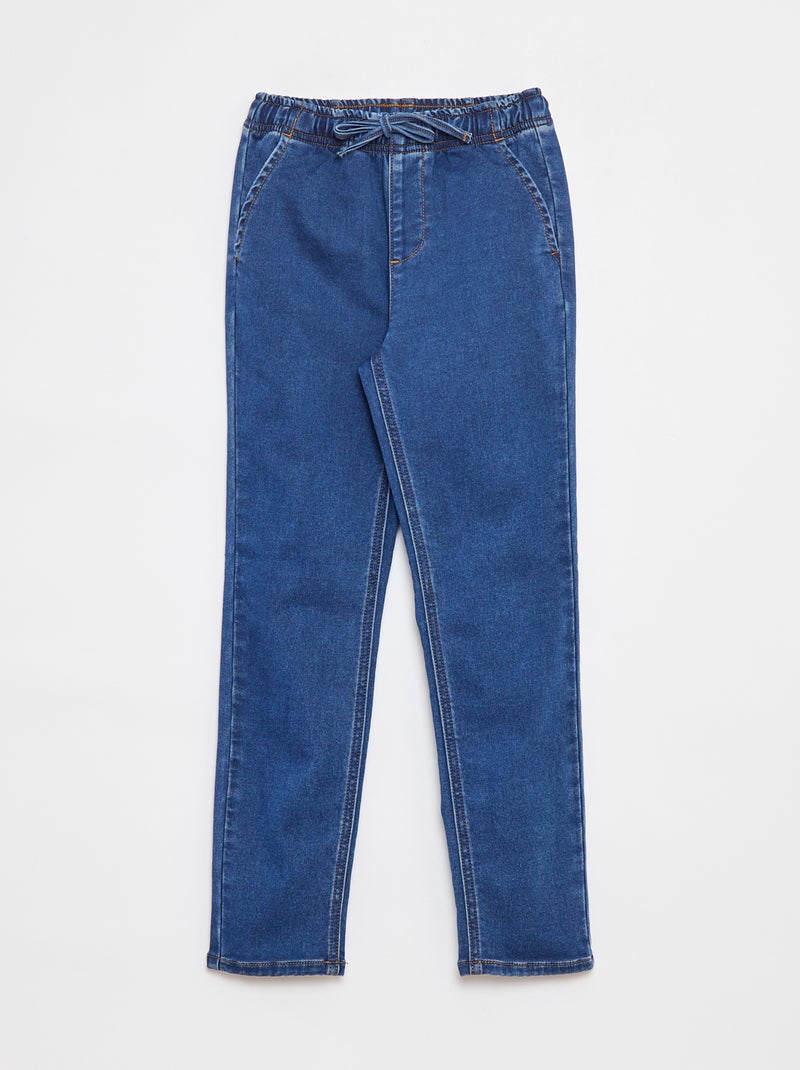 Jogg-broek van spijkerstof met elastische tailleband Blauw - Kiabi