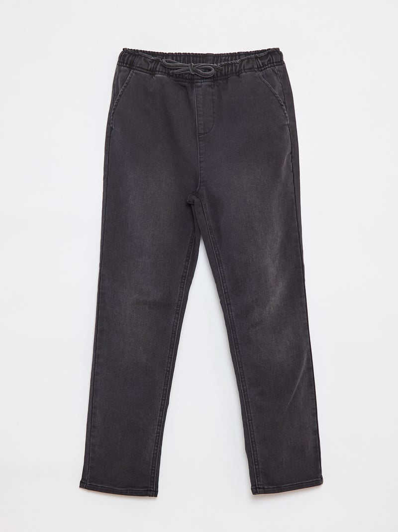 Jogg-broek van spijkerstof met elastische tailleband Grijs - Kiabi