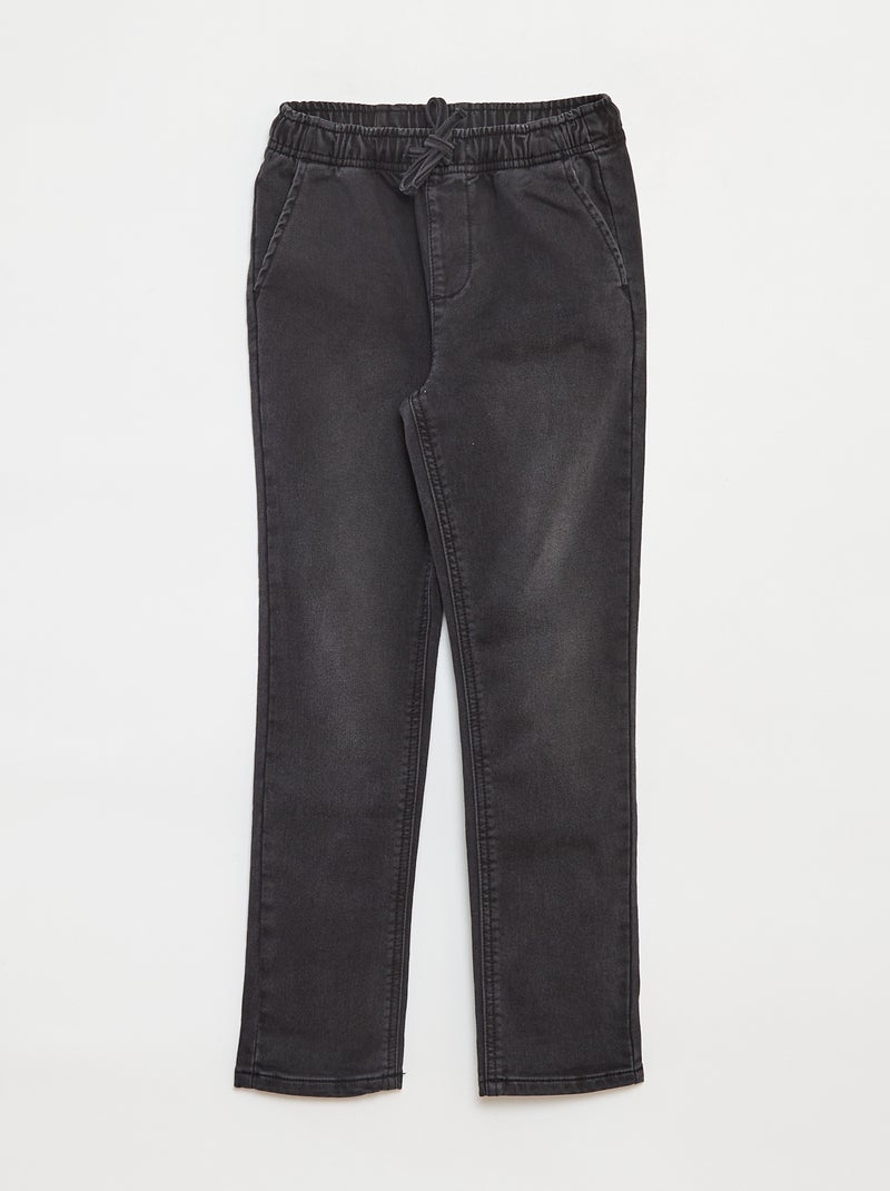 Jogg-broek van spijkerstof met elastische tailleband Grijs - Kiabi