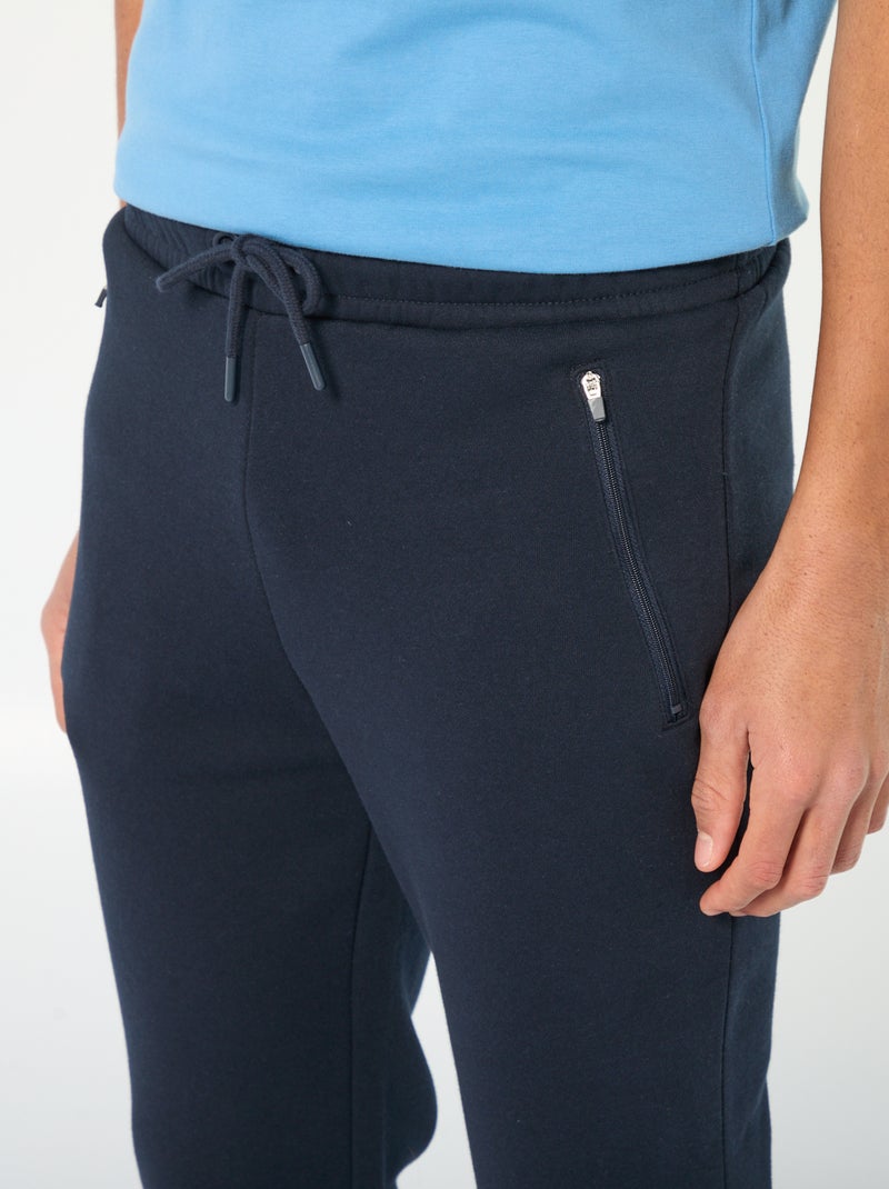 Joggingbroek met 2 zakken met ritsje - van sweatstof met zachte, geruwde binnenzijde Blauw - Kiabi
