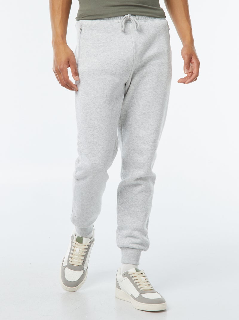 Joggingbroek met 2 zakken met ritsje - van sweatstof met zachte, geruwde binnenzijde Grijs - Kiabi