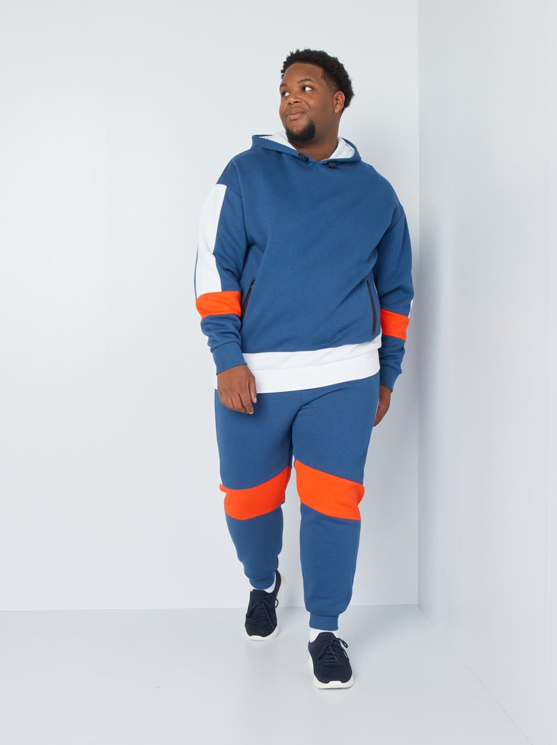 Joggingbroek met colorblock-patroon donkerblauw - Kiabi