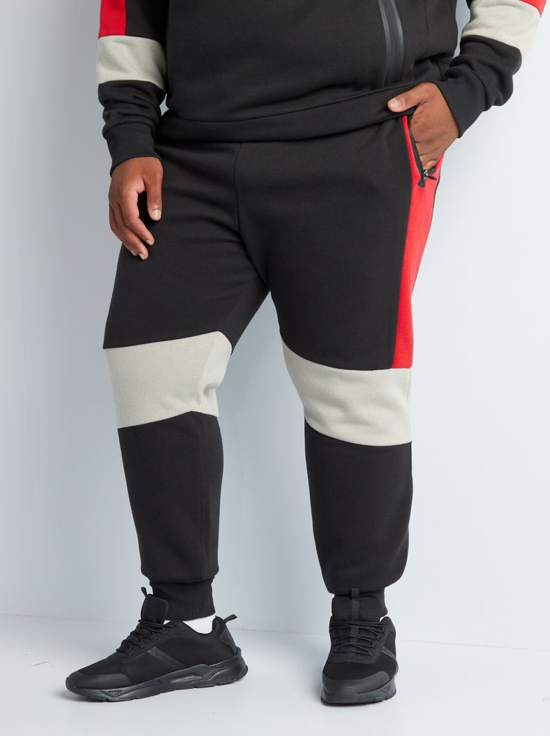 Joggingbroek met colorblock-patroon zwart - Kiabi