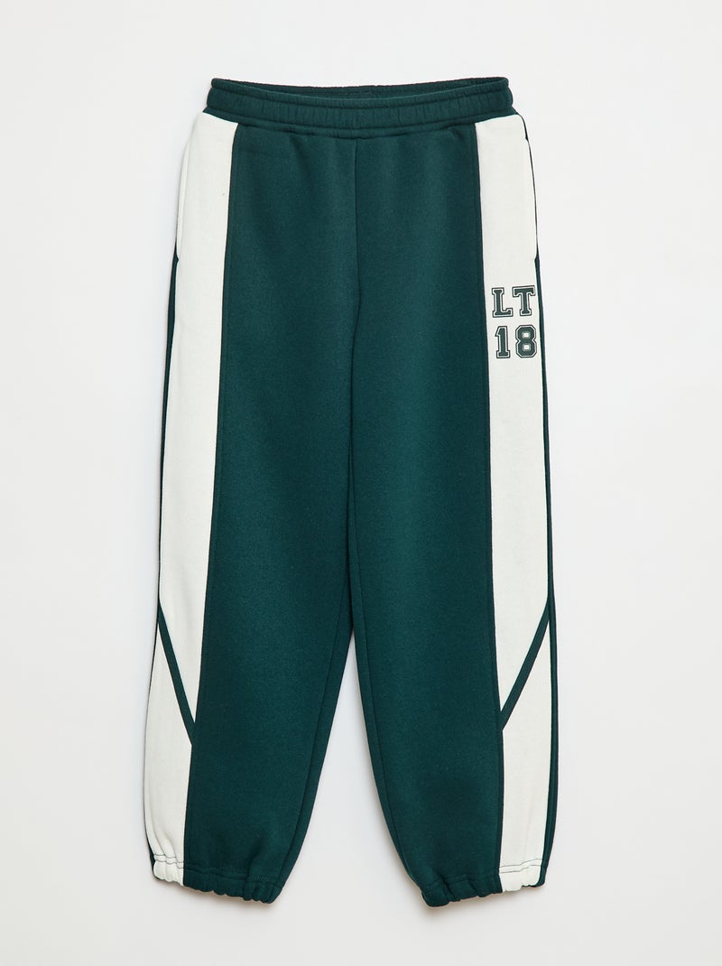 Joggingbroek met contrasterende bies Groen - Kiabi