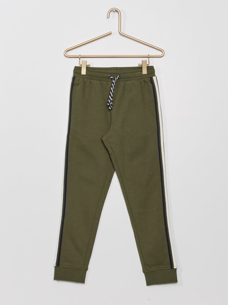 Joggingbroek met contrasterende strepen donkergroen - Kiabi