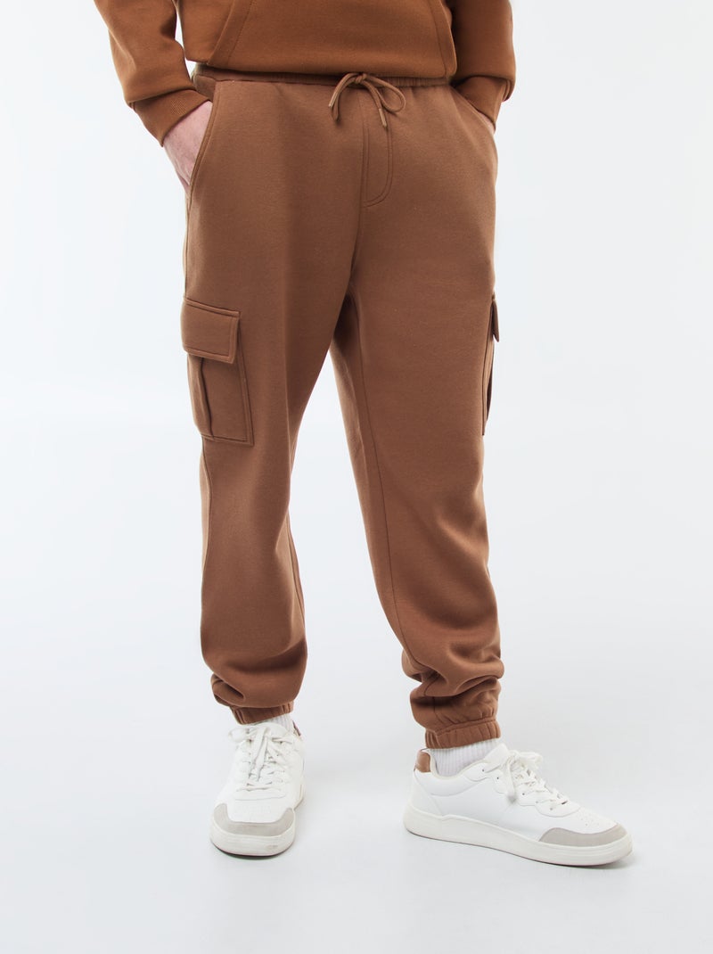 Joggingbroek met zachte, opgeruwde binnenzijde Bruin - Kiabi