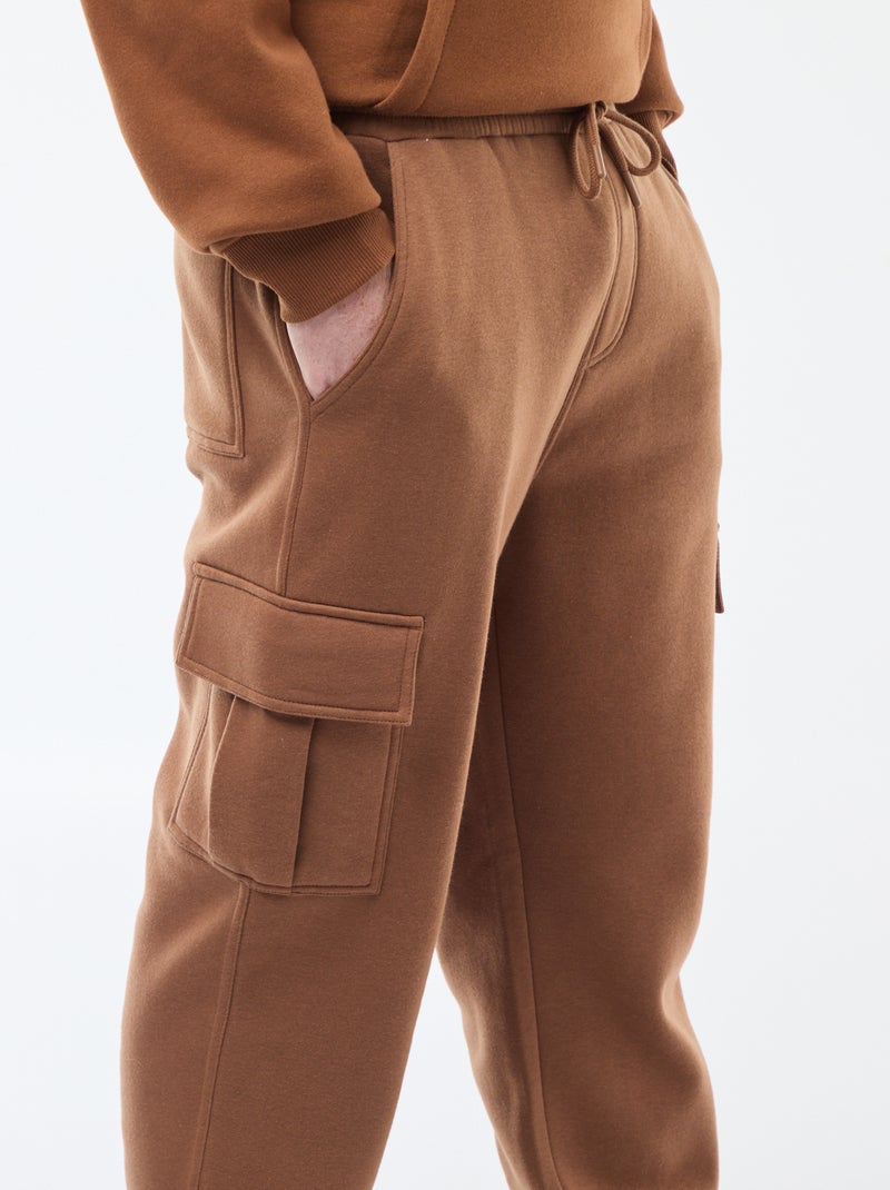 Joggingbroek met zachte, opgeruwde binnenzijde Bruin - Kiabi