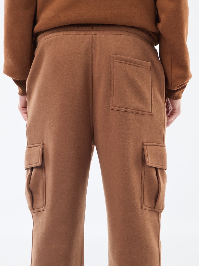 Joggingbroek met zachte, opgeruwde binnenzijde Bruin - Kiabi
