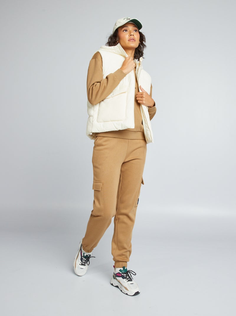 Joggingbroek met zakjes met omslag BRUIN - Kiabi