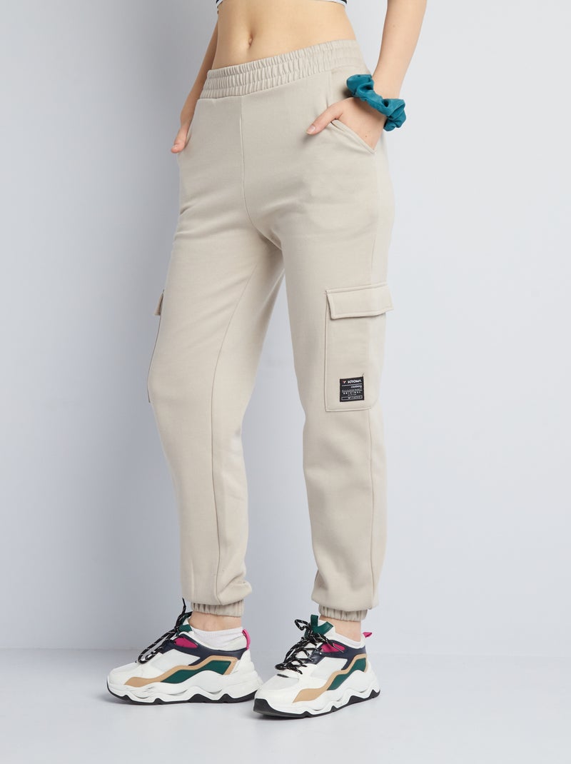 Joggingbroek met zakjes met omslag GRIJS - Kiabi