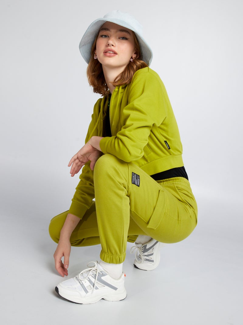 Joggingbroek met zakjes met omslag KAKI - Kiabi